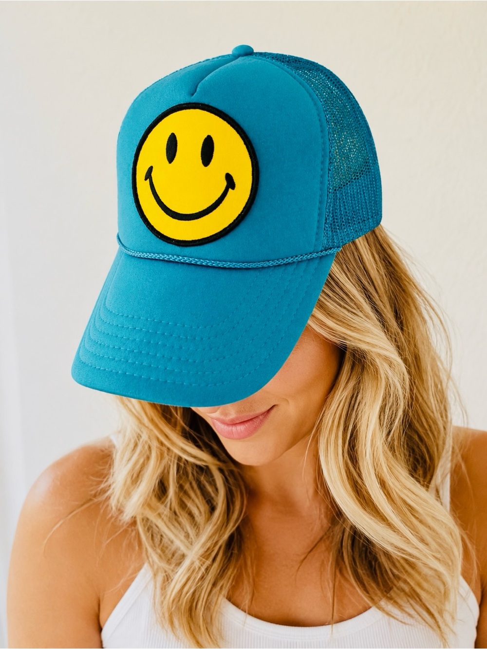 Aviator Nation Teal Cap with Yellow Smiley Patch this color is very hard to find